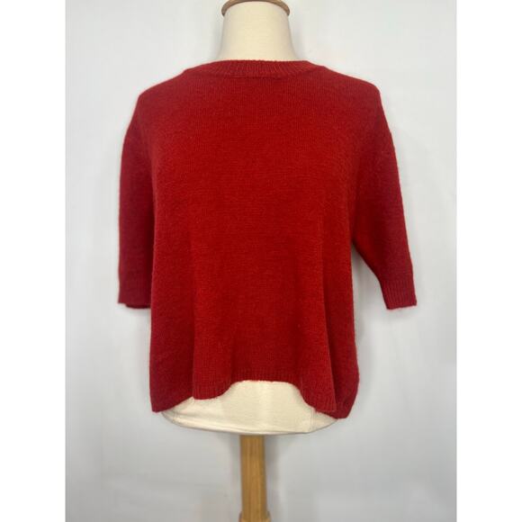 Cashmere blend Cozy Soft Short Sleeve Sweater L Red - Picture 2 of 5